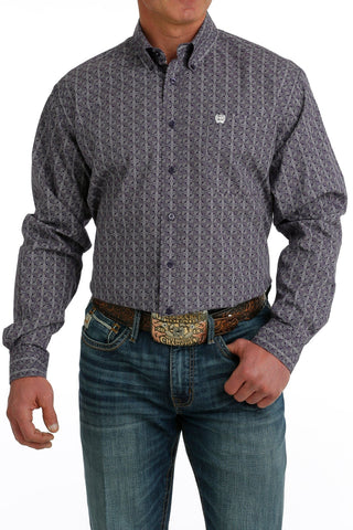 Cinch Men's Purple Geometric Print Button Down - Cowboy SwaggerCinch Men's Purple Geometric Print Button DownMen's Shirts