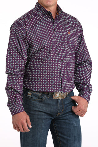 Cinch Men’s Purple Small Square Flower Print Long Sleeve Button Down Shirt – MTW1105974 - Cowboy SwaggerCinch Men’s Purple Small Square Flower Print Long Sleeve Button Down Shirt – MTW1105974