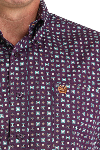 Cinch Men’s Purple Small Square Flower Print Long Sleeve Button Down Shirt – MTW1105974 - Cowboy SwaggerCinch Men’s Purple Small Square Flower Print Long Sleeve Button Down Shirt – MTW1105974