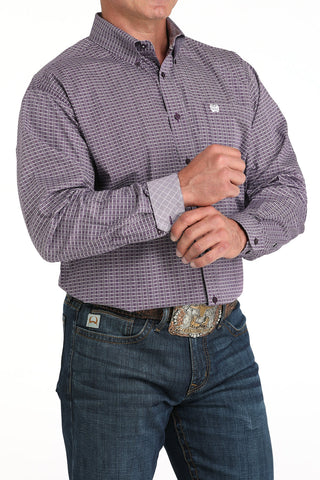 Cinch Men’s Purple Square Print Long Sleeve Button Down Shirt – MTW1105975 - Cowboy SwaggerCinch Men’s Purple Square Print Long Sleeve Button Down Shirt – MTW1105975