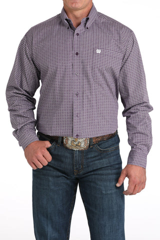 Cinch Men’s Purple Square Print Long Sleeve Button Down Shirt – MTW1105975 - Cowboy SwaggerCinch Men’s Purple Square Print Long Sleeve Button Down Shirt – MTW1105975