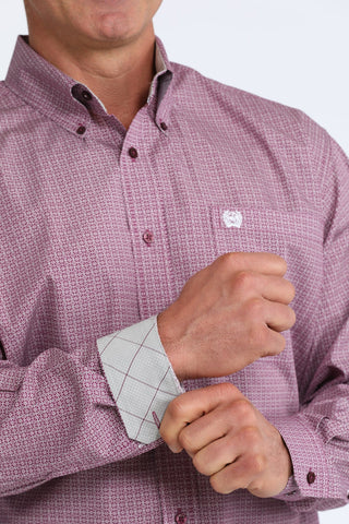 Cinch Men’s Purple Square Print Long Sleeve Western Shirt - Cowboy SwaggerCinch Men’s Purple Square Print Long Sleeve Western ShirtShirts & Tops