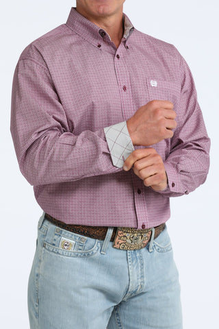 Cinch Men’s Purple Square Print Long Sleeve Western Shirt - Cowboy SwaggerCinch Men’s Purple Square Print Long Sleeve Western ShirtShirts & Tops