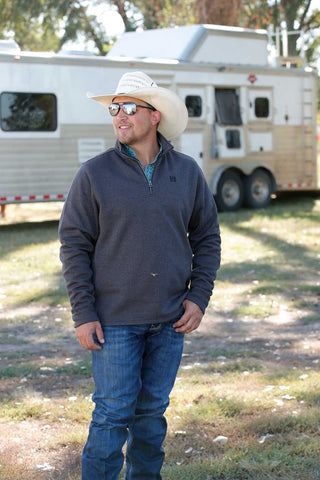 Cinch Men’s Quarter Zip Sweater – Charcoal Western Pullover - Cowboy SwaggerCinch Men’s Quarter Zip Sweater – Charcoal Western Pullover