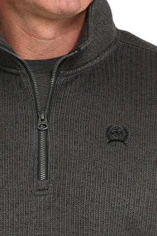 Cinch Men’s Quarter Zip Sweater – Charcoal Western Pullover - Cowboy SwaggerCinch Men’s Quarter Zip Sweater – Charcoal Western Pullover