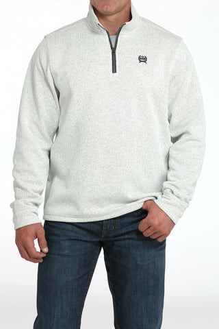 Cinch Men’s Quarter Zip Sweater – Grey Western Pullover - Cowboy SwaggerCinch Men’s Quarter Zip Sweater – Grey Western Pullover