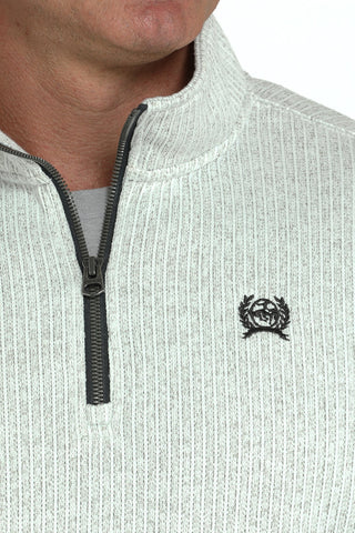 Cinch Men’s Quarter Zip Sweater – Grey Western Pullover - Cowboy SwaggerCinch Men’s Quarter Zip Sweater – Grey Western Pullover