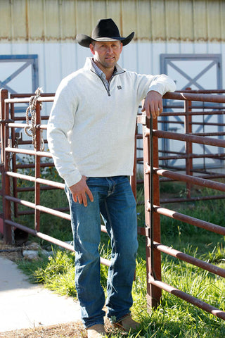 Cinch Men’s Quarter Zip Sweater – Grey Western Pullover - Cowboy SwaggerCinch Men’s Quarter Zip Sweater – Grey Western Pullover
