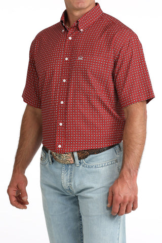 Cinch Men’s Red Geo Print ArenaFlex Short Sleeve Western Shirt - Cowboy SwaggerCinch Men’s Red Geo Print ArenaFlex Short Sleeve Western ShirtShirts & Tops