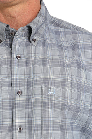Cinch Mens Short Sleeve Plaid Camp Shirt Grey and Blue - Cowboy SwaggerCinch Mens Short Sleeve Plaid Camp Shirt Grey and Blue