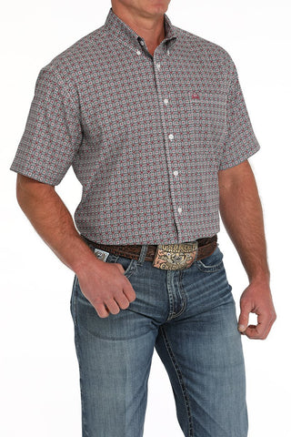 Cinch Men’s Short Sleeve Print ArenaFlex Shirt Turquoise/White/Red - Cowboy SwaggerCinch Men’s Short Sleeve Print ArenaFlex Shirt Turquoise/White/Red