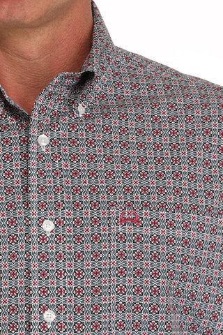 Cinch Men’s Short Sleeve Print ArenaFlex Shirt Turquoise/White/Red - Cowboy SwaggerCinch Men’s Short Sleeve Print ArenaFlex Shirt Turquoise/White/Red