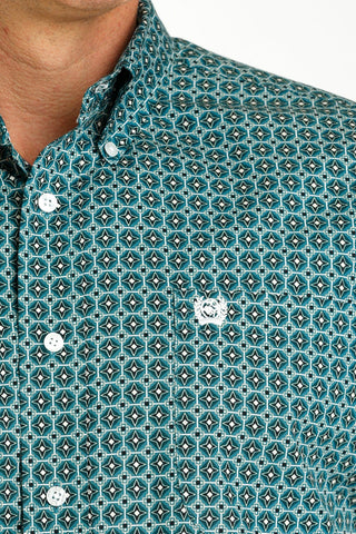 Cinch Men's Short Sleeve Print Teal/White Button Down - Cowboy SwaggerCinch Men's Short Sleeve Print Teal/White Button DownMen's Shirts