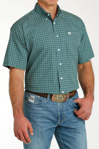 Cinch Men's Short Sleeve Print Teal/White Button Down - Cowboy SwaggerCinch Men's Short Sleeve Print Teal/White Button DownMen's Shirts