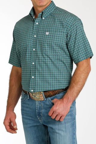Cinch Men's Short Sleeve Print Teal/White Button Down - Cowboy SwaggerCinch Men's Short Sleeve Print Teal/White Button DownMen's Shirts