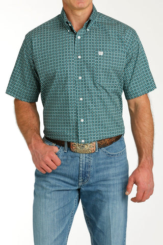 Cinch Men's Short Sleeve Print Teal/White Button Down - Cowboy SwaggerCinch Men's Short Sleeve Print Teal/White Button DownMen's Shirts