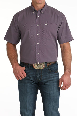 Cinch Men’s Short Sleeve Purple Geo Print Arena Flex Western Shirt - Cowboy SwaggerCinch Men’s Short Sleeve Purple Geo Print Arena Flex Western Shirt