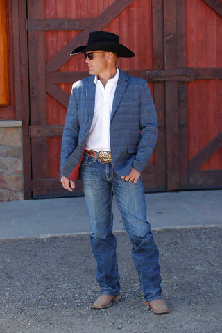 Cinch Men’s Sport Coat Navy with Thin White Plaid - Cowboy SwaggerCinch Men’s Sport Coat Navy with Thin White Plaid