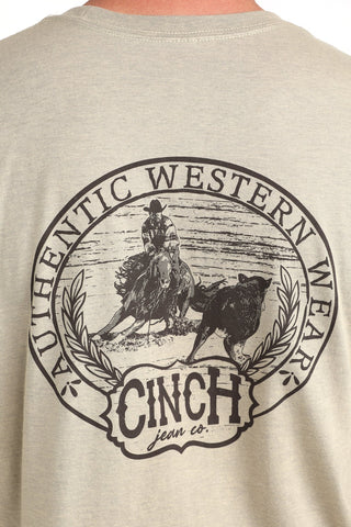 Cinch Men’s Tan Western Logo Short Sleeve T-Shirt - Cowboy SwaggerCinch Men’s Tan Western Logo Short Sleeve T-Shirt
