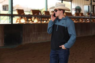 Cinch Men’s Teal & Black Color Block Quarter Zip Hoodie - Cowboy SwaggerCinch Men’s Teal & Black Color Block Quarter Zip Hoodie