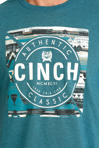 Cinch Men’s Teal Cotton - Poly Crew Neck Tee with Front Print – MTT1690626 - Cowboy SwaggerCinch Men’s Teal Cotton - Poly Crew Neck Tee with Front Print – MTT1690626Men's Shirts