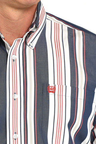 Cinch Men’s Vintage Long Sleeve Shirt Navy and Orange Stripes - Cowboy SwaggerCinch Men’s Vintage Long Sleeve Shirt Navy and Orange Stripes