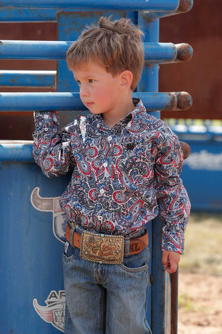 Cinch Toddler Boy's Paisley Long Sleeve Red/Blue/White - Cowboy SwaggerCinch Toddler Boy's Paisley Long Sleeve Red/Blue/WhiteBoys