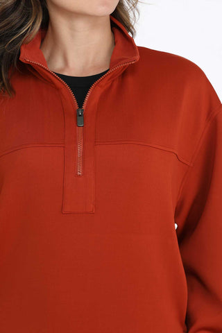 Cinch Women’s 1/4 Zip Sweatshirt Rust Red - Cowboy SwaggerCinch Women’s 1/4 Zip Sweatshirt Rust Red