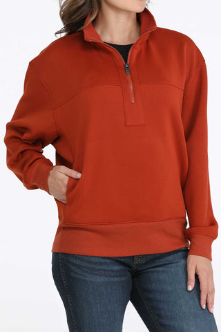 Cinch Women’s 1/4 Zip Sweatshirt Rust Red - Cowboy SwaggerCinch Women’s 1/4 Zip Sweatshirt Rust Red