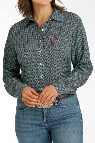 Cinch Women's Arenaflex Button Up Teal/Red Print - Cowboy SwaggerCinch Women's Arenaflex Button Up Teal/Red PrintShirts & Tops