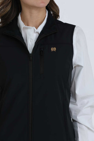 Cinch Women’s Black Bonded Vest – Softshell Wind - Resistant Western Outerwear - Cowboy SwaggerCinch Women’s Black Bonded Vest – Softshell Wind - Resistant Western Outerwear