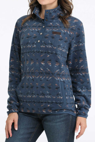 Cinch Women’s Blue & Orange Print Polar Fleece – Western Snap Pullover - Cowboy SwaggerCinch Women’s Blue & Orange Print Polar Fleece – Western Snap Pullover