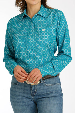 Cinch Women's Geometric Print ArenaFlex Button Down Western Shirt Teal - Cowboy SwaggerCinch Women's Geometric Print ArenaFlex Button Down Western Shirt TealShirts & Tops