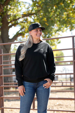 Cinch Women’s Logo Patch Crewneck Sweater Black - Cowboy SwaggerCinch Women’s Logo Patch Crewneck Sweater Black