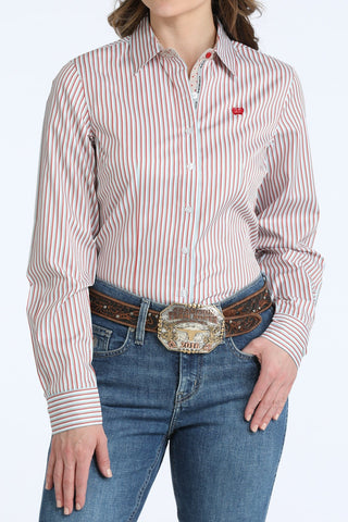 Cinch Women’s Red & Mint Pinstripe Western Button Shirt - Cowboy SwaggerCinch Women’s Red & Mint Pinstripe Western Button ShirtShirts & Tops