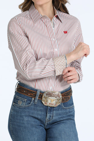 Cinch Women’s Red & Mint Pinstripe Western Button Shirt - Cowboy SwaggerCinch Women’s Red & Mint Pinstripe Western Button ShirtShirts & Tops