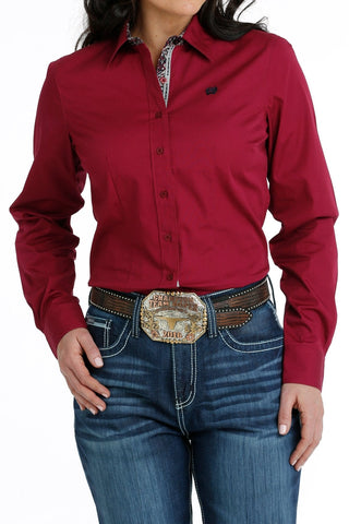 Cinch Womens Slim Fit Solid Burgundy Shirt - Cowboy SwaggerCinch Womens Slim Fit Solid Burgundy ShirtShirts & Tops