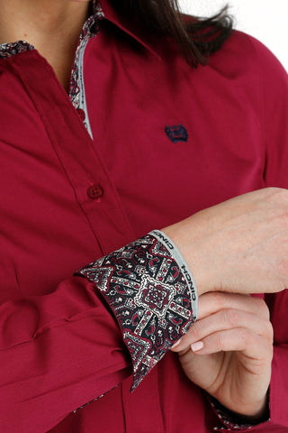 Cinch Womens Slim Fit Solid Burgundy Shirt - Cowboy SwaggerCinch Womens Slim Fit Solid Burgundy ShirtShirts & Tops