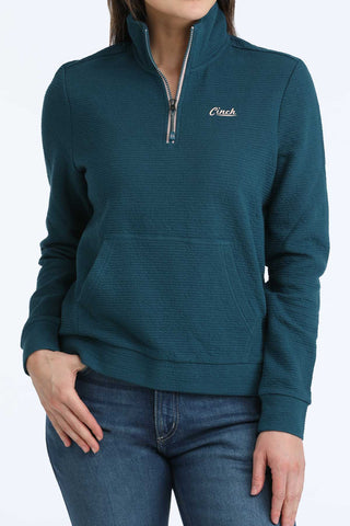 Cinch Women’s Teal Quarter Zip Pullover – Long Sleeve Western Performance Top - Cowboy SwaggerCinch Women’s Teal Quarter Zip Pullover – Long Sleeve Western Performance Top