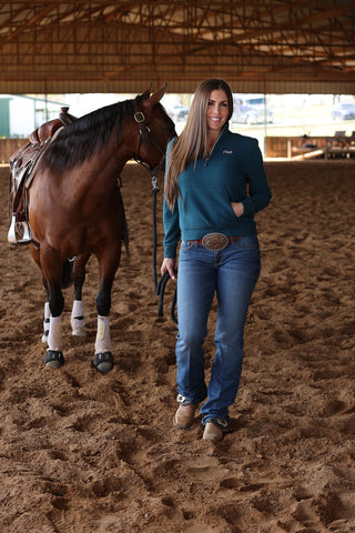 Cinch Women’s Teal Quarter Zip Pullover – Long Sleeve Western Performance Top - Cowboy SwaggerCinch Women’s Teal Quarter Zip Pullover – Long Sleeve Western Performance Top