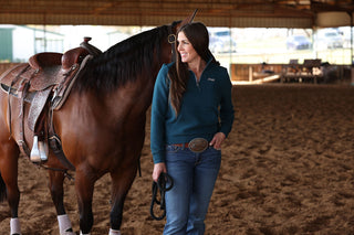 Cinch Women’s Teal Quarter Zip Pullover – Long Sleeve Western Performance Top - Cowboy SwaggerCinch Women’s Teal Quarter Zip Pullover – Long Sleeve Western Performance Top