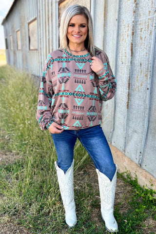 Colorado Sunset Sweater – Aztec Print Pullover with Western Vibes - Cowboy SwaggerColorado Sunset Sweater – Aztec Print Pullover with Western Vibes
