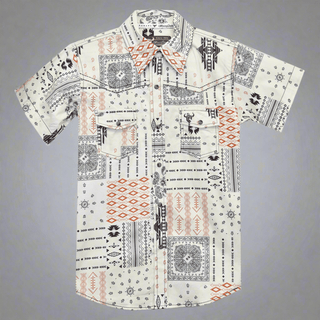 Cowboy Hardware Youth Boys Aztec Bandana Short Sleeve Snap Shirt - Cowboy SwaggerCowboy Hardware Youth Boys Aztec Bandana Short Sleeve Snap ShirtBoys