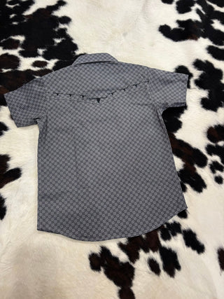 Cowboy Hardware Youth Boys Geo Morse Short Sleeve Print Snap Shirt Charcoal - Cowboy SwaggerCowboy Hardware Youth Boys Geo Morse Short Sleeve Print Snap Shirt Charcoal
