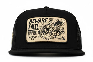 Cowboy Hustle “Beware of False Prophets” Trucker Cap – Black Western Snapback Hat - Cowboy SwaggerCowboy Hustle “Beware of False Prophets” Trucker Cap – Black Western Snapback Hat