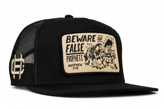 Cowboy Hustle “Beware of False Prophets” Trucker Cap – Black Western Snapback Hat - Cowboy SwaggerCowboy Hustle “Beware of False Prophets” Trucker Cap – Black Western Snapback Hat