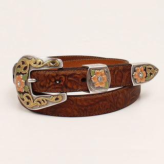 Cowboy Swagger Small Ariat Ladies Floral Embossed Leather Strap Belt