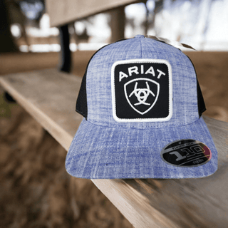 Cowboy Swagger Ariat Men's Snapback FlexFit 110 Large Patch Logo Blue Hat
