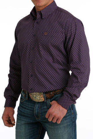 Cowboy Swagger Cinch Men's LS Dark Purple Floral Shirt