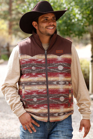Cowboy Swagger Cinch Mens Reversible Brown and Burgundy Aztec Print